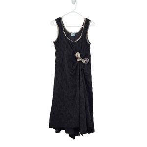 Maiocchi Women's Knot Front Textured Midi Tank Dress Black - 8